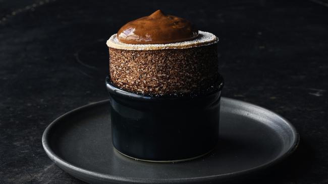 Hooked on classics: chocolate souffle with espresso ice cream at Vue de monde