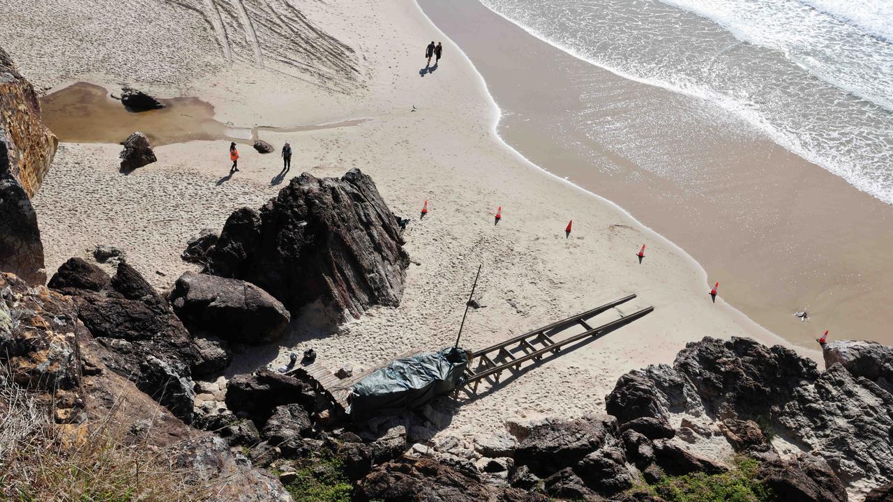 Props and staging being put into place on North Burleigh headland for weekend filming of "The Bluff". Picture Glenn Hampson