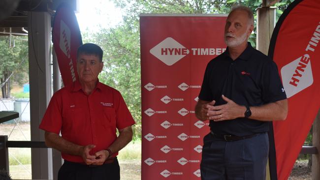 (L) State Member for Maryborough Bruce Saunders and CEO of Hyne Timber, Jon Kleinschimdt