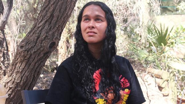 Kumanjayi Walker’s cousin Samara Fernandez-Brown says ‘it’s going to be triggering to just hear what (Zach Rolfe) has to say and how he’s going to justify himself and his actions’. Picture: Jason Walls