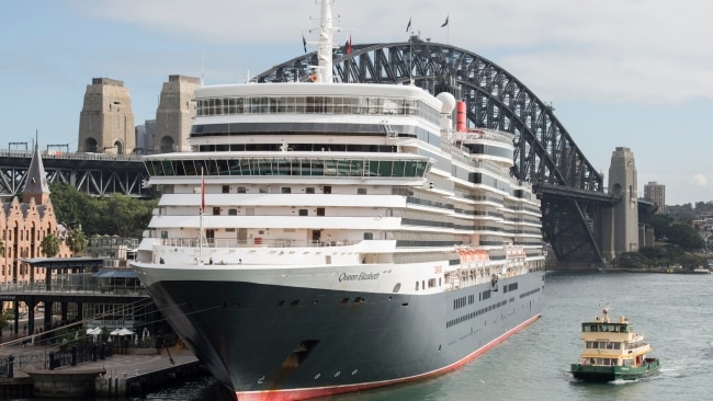 Cunard's Queen Elizabeth at the Overseas Passenger terminal in Sydney.
