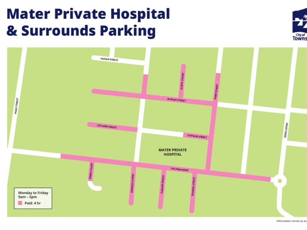 Paid parking expansion at Mater Private Hospital and the surrounding area. Picture: TCC.