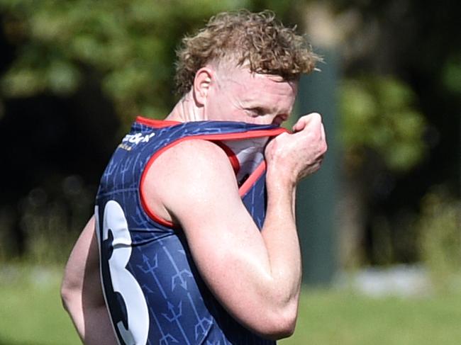 Clayton Oliver at Melbourne pre-season training. Picture: Andrew Henshaw