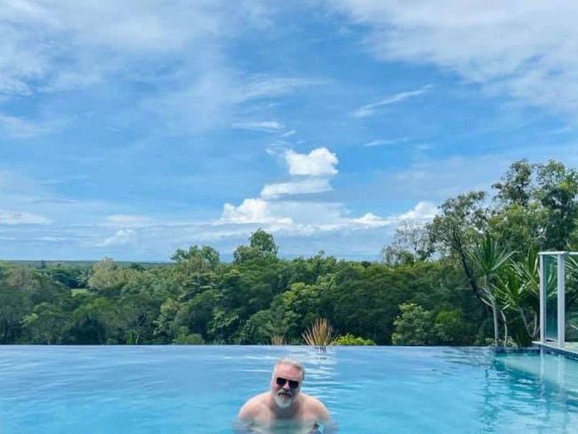 Kyle Sandilands soaks up the sun in the infinity pool at his new home. PICTURE: SUPPLIED