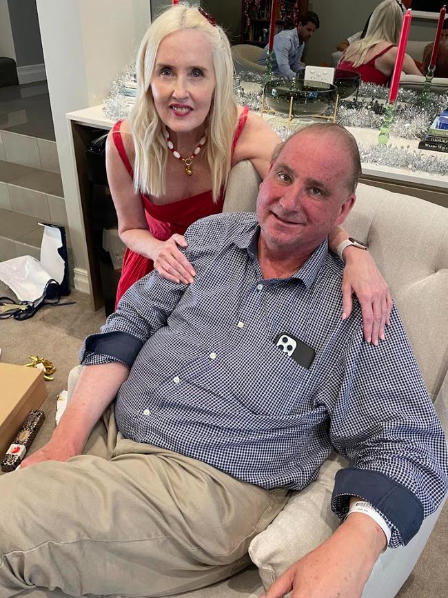 Dr Phil Tideman with his wife Deborah Tideman celebrating Christmas following his diagnosis in 2021. Picture supplied by the family