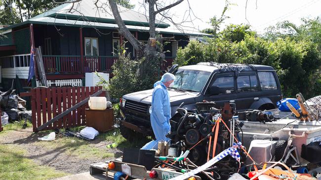 Forensic police at the Gin Gin property where missing girl Pheobe Bishop was living before her disappearance. Pics Adam Head