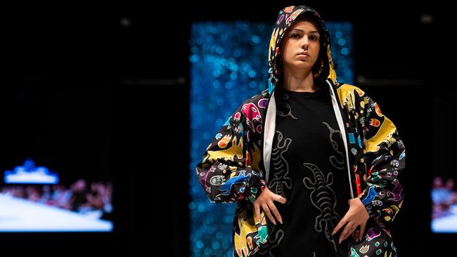 2024 Country to Couture at the Darwin Convention Centre showcases hand-designed First Nations fashion. Picture: Pema Tamang Pakhrin