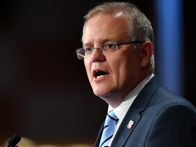 Prime Minister Scott Morrison addresses the Lifeline Australia Luncheon in Sydney, Friday, November 9, 2018. (AAP Image/Joel Carrett) NO ARCHIVING