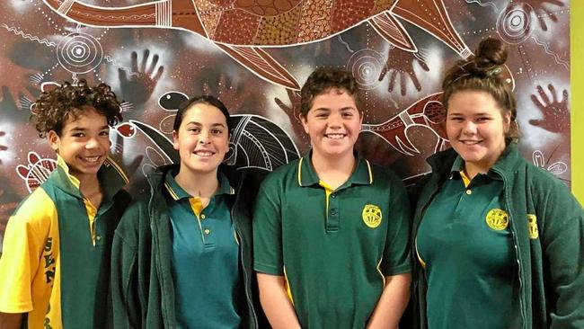 DOING US PROUD: Burnett State College's SEQ Constitutional Convention for ATSI students team: Dayne Dakin Mi-Mi, Sara Mealand, Kaiden Ratcliff and Sophie Shadford. Picture: Contributed