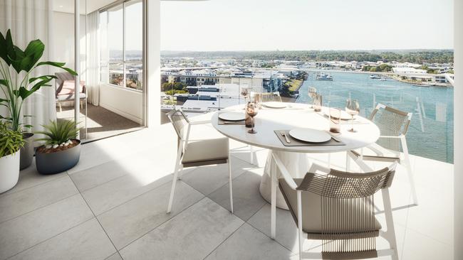 Artist impression of a balcony at Esperance Hope Island.