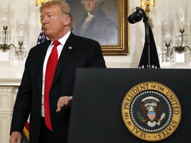 Mr Trump was at times angry over perceived disloyalty, at times visibly bored of policy discussions, slipping off to watch TV during a meeting on healthcare. Picture: AP Photo/Alex Brandon 