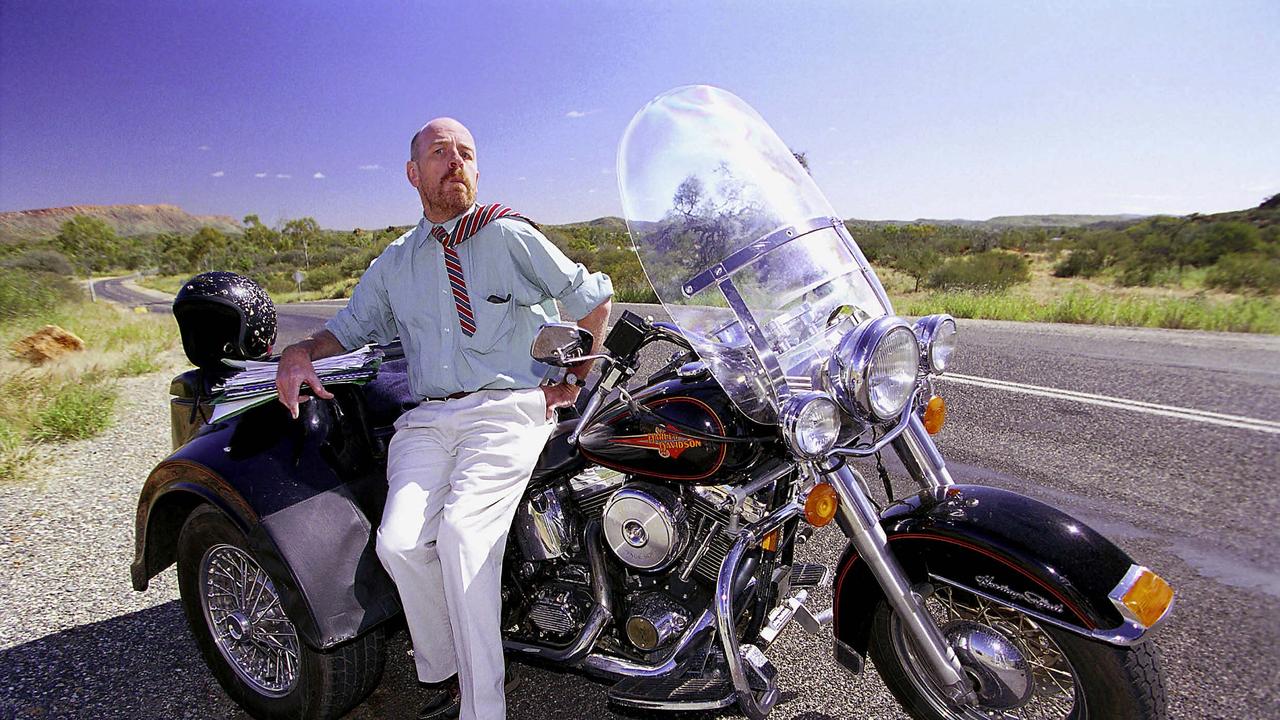 Alice Springs based lawyer Chris Turner with his 1995 heritage softail Harley Davidson in 2000. Picture: File