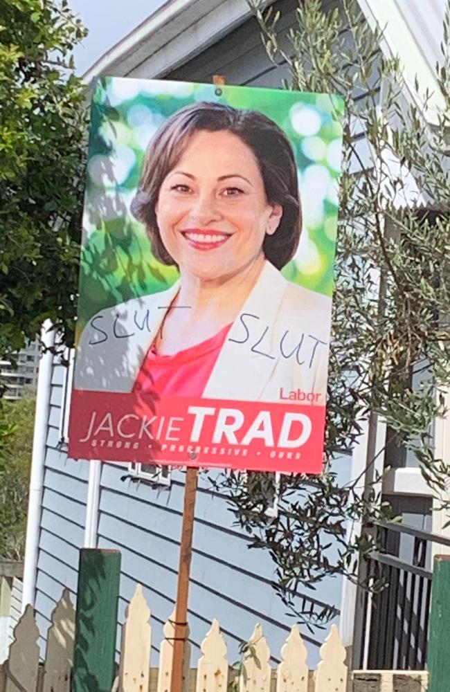 Jackie Trad posted the graffiti on social media.