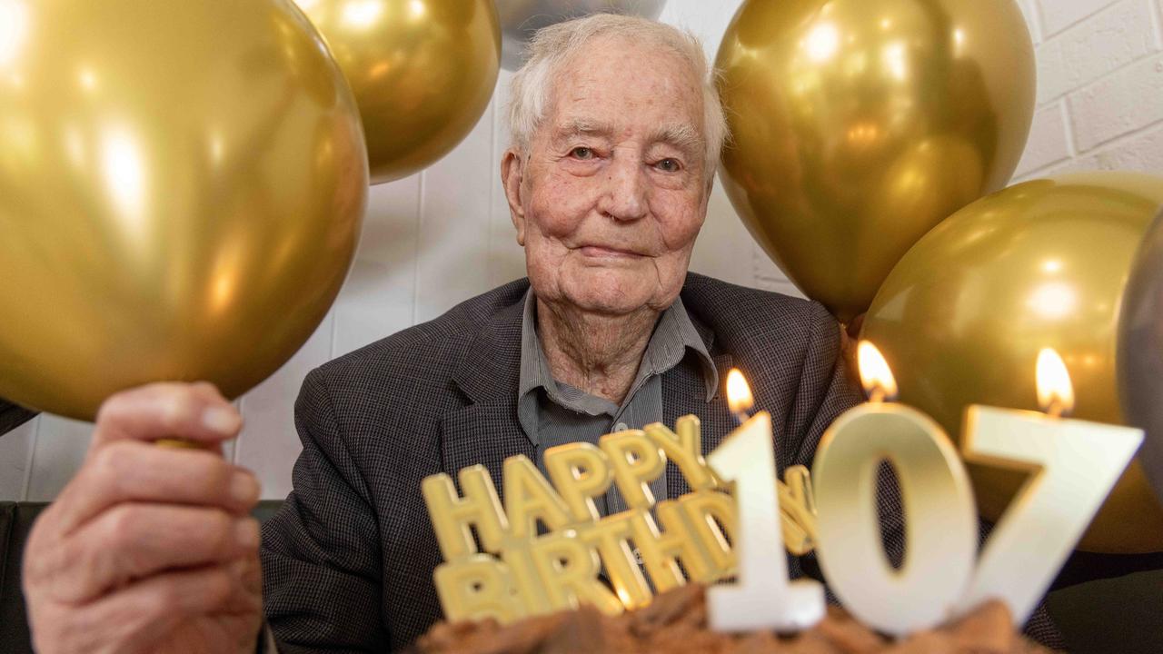 Colin Wagener, South Australia’s oldest surviving World War II veteran turned 107 on Monday the 2nd of December. Picture: Kelly Barnes