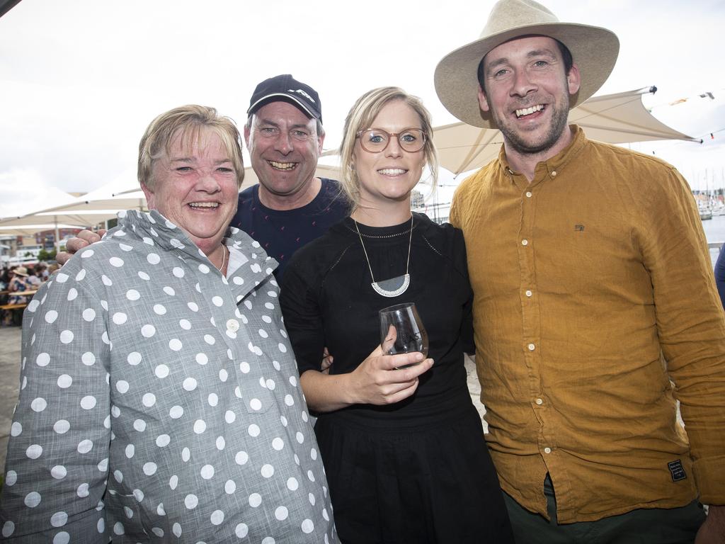 Janine and Chester Willcock, Sara Chugg and Paul Willcock at day 5 of the Taste of Tasmania. Picture: LUKE BOWDEN