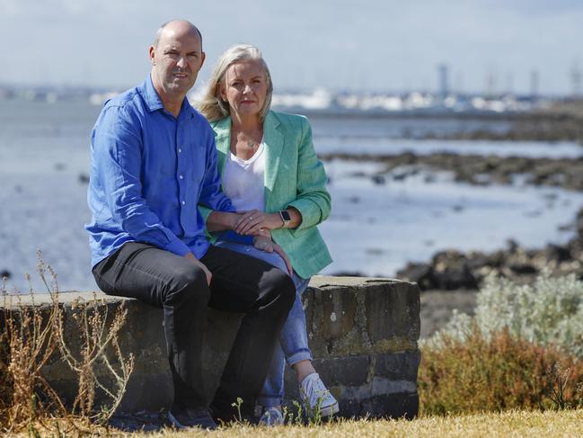 Nigel and Sue at beach over looking Williamstown. Picture: Michael Klein