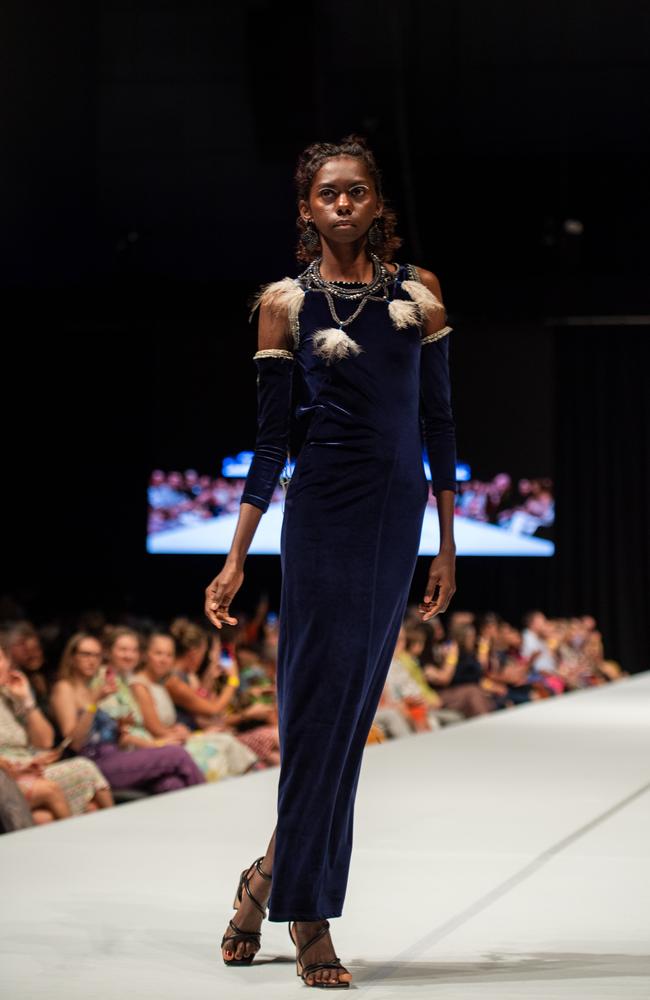 2024 Country to Couture at the Darwin Convention Centre showcases hand-designed First Nations fashion. Picture: Pema Tamang Pakhrin