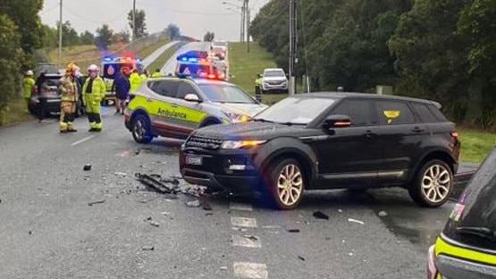 Nine people were injured in this five-vehicle crash on the Gold Coast. Picture: Nine News