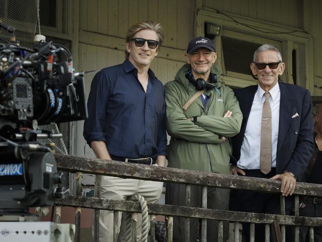 David Wenham with director Jonathan Teplitzky and writer Christopher Nyst on the Gold Coast set of Spit.