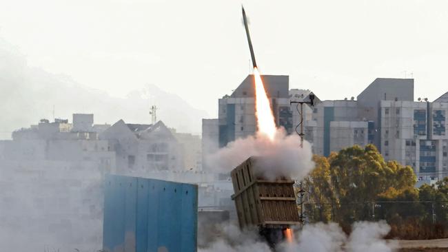 Israel's Iron Dome aerial defence system is launched to intercept a rocket launched from the Gaza Strip, above the southern Israeli city of Ashkelon. Picture: AFP.