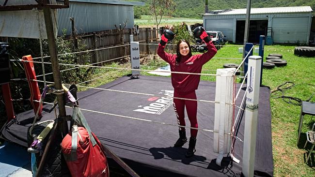 Boxing Australia under-19 women’s bantamweight (54kg) champion Leah Reuben at Do It Boxing. Picture: Janne Rytkonen