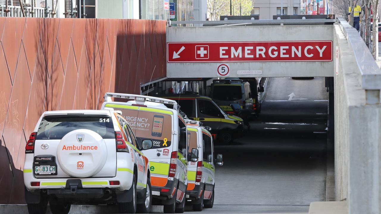 Ambulances ramped at the Royal Hobart Hospital.