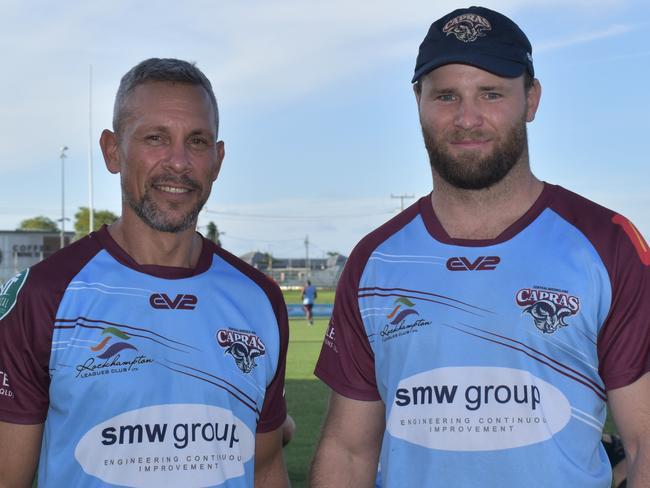 CQ Capras’ head coach Lionel Harbin (left) with skipper Jack Madden.