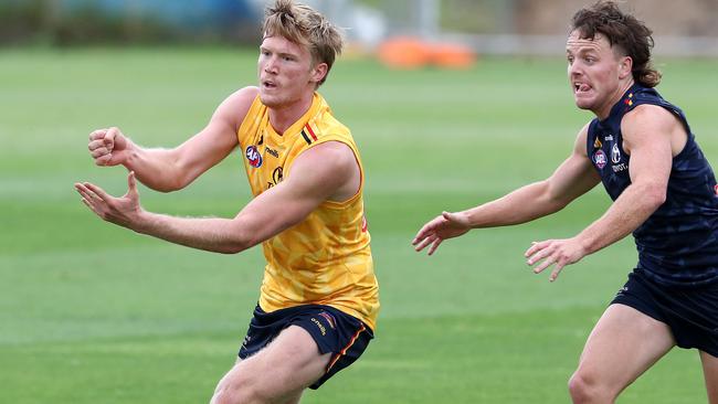 Fischer McAsey at Crows training. Picture: Sarah Reed