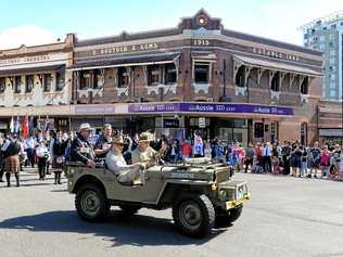 Anzac Day parade through the Ipswich CBD on Wednesday. Picture: Rob Williams