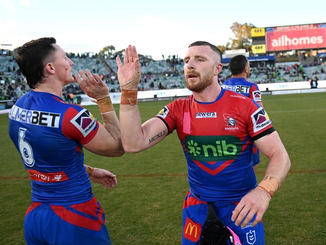 NRL 2023 RD22 CANBERRA RAIDERS V NEWCASTLE KNIGHTS - JACKSON HASTINGS TYSON GAMBLE