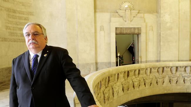 Former NSW RSL President Don Rowe at the Hyde Park ANZAC Memorial. Picture: John Appleyard