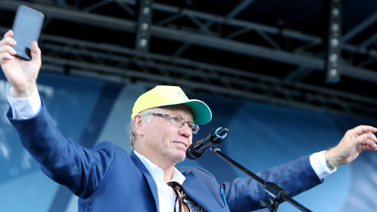 Peter Beattie, GOLDOC Chairman, at the Commonwealth Games GC2018 Game Shapers  thank you celebration and concert at Broadwater Parklands, Southport, on Saturday April 21, 2018. (AAP Image/Steve Pohlner)