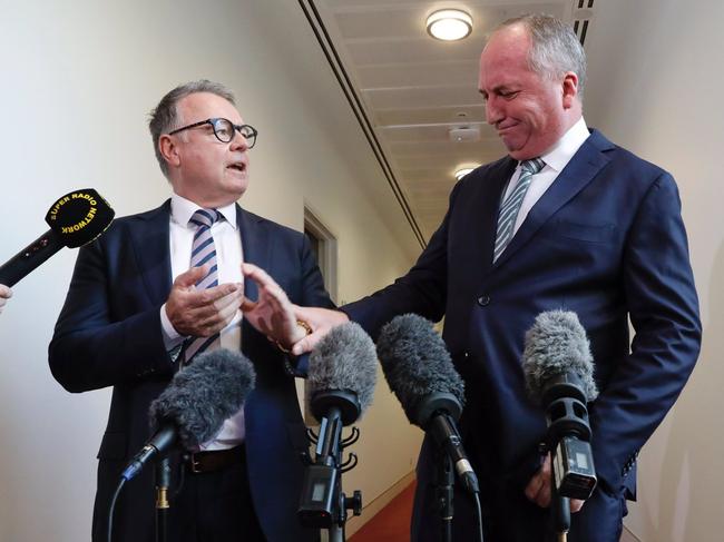 Joel Fitzgibbon (left) and Barnaby Joyce. Picture: ABC