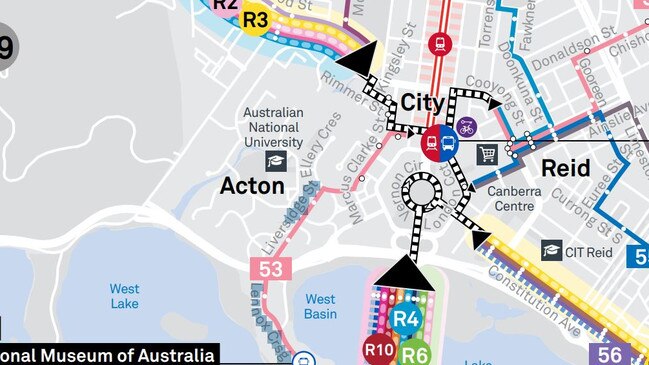 Most ANU accommodation is on the west side of campus. Picture: Transport Canberra.