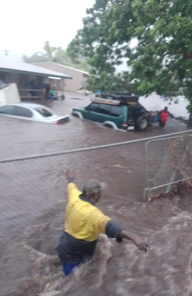 Timber Creek, located about 300km southwest of Katherine on the Victoria Hwy, became inundated with floodwater as ex-tropical Cyclone Ellie hit in late December. Picture: Supplied