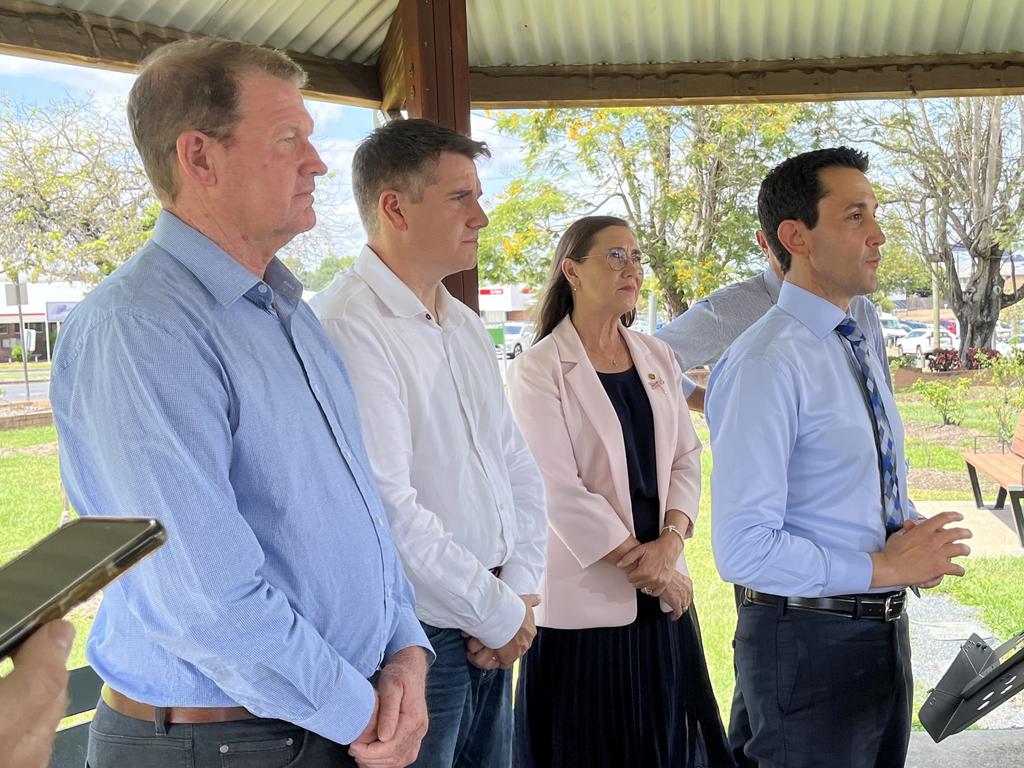 Premier David Crisafulli announcing the progress of the Rockhampton Hospital Mental Health Unit upgrade with new LNP representatives (from left to right) Mirani MP Glen Kelly, Keppel MP Nigel Hutton and Rockhampton MP Donna Kirkland.