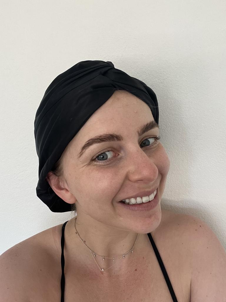 Hannah says the Slip Silk Turban has been a “game-changer for her hair”. Picture: Hannah Paine/Supplied