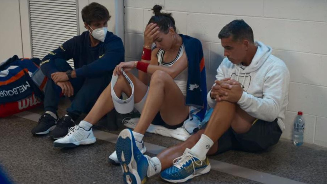 A dejected Ajla Tomljanovic after losing at the Australian Open. Picture: Netflix