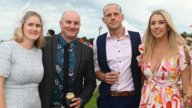 Hayley and Matt Fitzroy with Matthew McKenzie and Kineta Tatnell at 2023 Ladbrokes Mackay Cup Mackay Turf Club Saturday 22 July 2023 Picture: Michaela Harlow