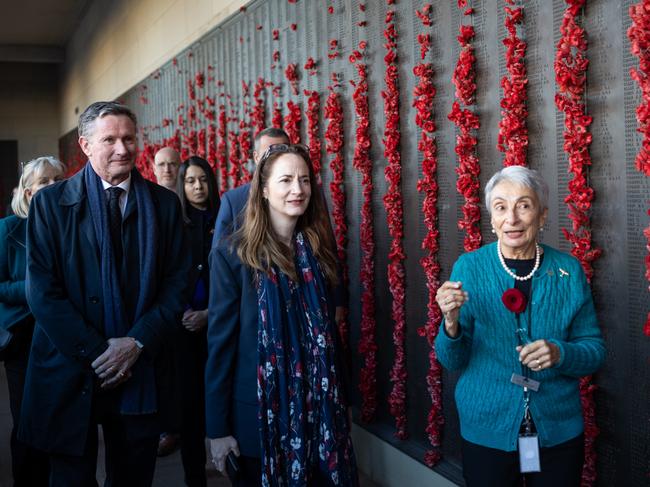 L-R, Director-General of National Intelligence Andrew Shearer (L)   DIRECTOR OF NATIONAL INTELLIGENCE, Ms Avril Haines (C)  at the AWM.