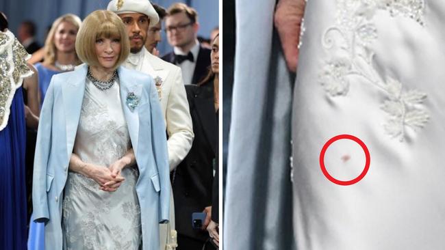 But while the legendary editor looked on like a proud mother, eagle-eyed viewers noticed Wintour’s look had a flaw — namely a stain. Long painted by the brush of The Devil Wears Prada, viewers were quick to point out what appeared to be a red stain on her leg. Some believed it was stitching, others believed it may have been a drop of blood, but many more made jokes. “Stop pointing out that stain on Anna Wintour’s dress, y’all are gonna get some poor intern executed,” one said. “Someone’s head is going to roll for that,” another replied. “Terrified for whatever member of Anna Wintour’s team who’s about to be on the receiving end of the rage about that stain,” a third commented. Another posted: “Someone is getting fired...”, while another questioned: “She has like 3 assistants and no one had a tide pen?” Photo: Dia Dipasupil/Getty Images/AFP