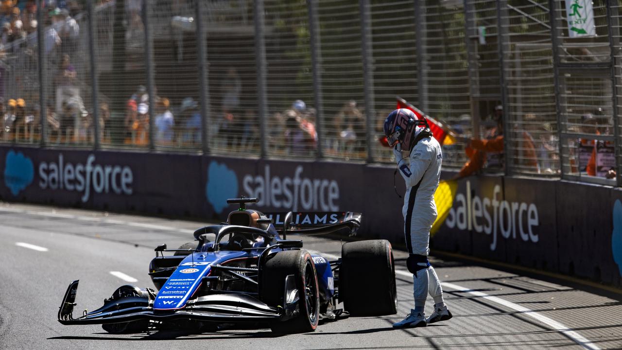 Alex Albon crashes ahead of the F1 Grand Prix of Australia at Albert Park Circuit on March 22, 2024 in Melbourne, Australia. (Photo by Kym Illman/Getty Images)