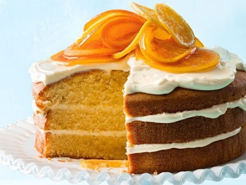 Orange blossom and almond layer cake.