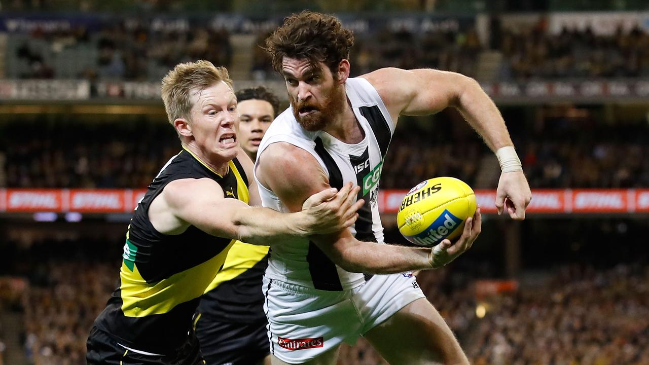 The battle between Collingwood’s Tyson Goldsack and Richmond’s Jack Riewoldt on Friday night will be crucial.