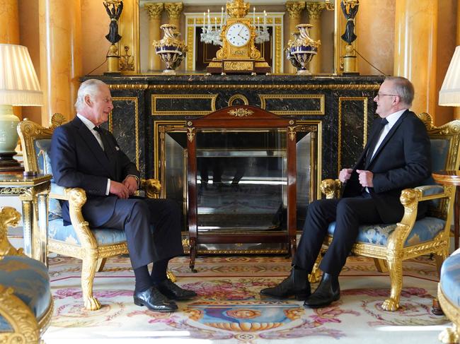 Anthony Albanese meets with King Charles at Buckingham Palace. Picture: AFP.