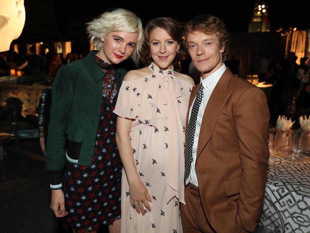 Allie Teilz, Gemma Whelan and Alfie Allen attend the Premiere of HBO’s “Game Of Thrones” Season 7 after party at Walt Disney Concert Hall on July 12, 2017 in Los Angeles, California. Picture: Getty