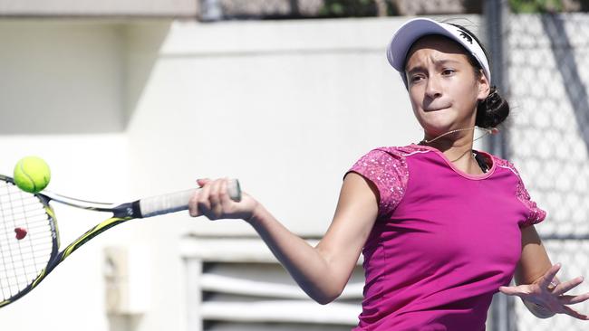 Tennis player Zedneiyar Meafua-Uren, 12, who has been selected to represent Queensland. PICTURE: ANNA ROGERS