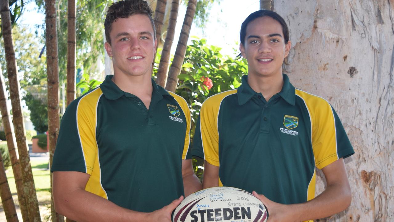 SKILLED: A 17-year-old Kai O'Donnell (left) with fellow Proserpine SHS student Taine Browne, 16 after the pair were named in the NQ Cowboys Academy. Photo Inge Hansen / Whitsunday Times.