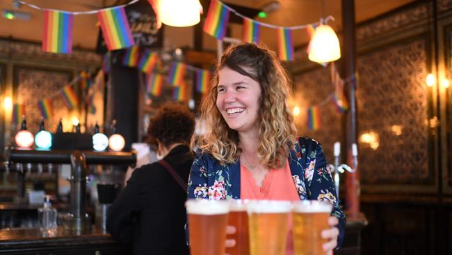 Brits have been making do with takeaway beers but that’s all about to change as pubs reopen in the UK. Picture: AFP