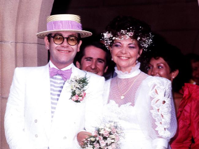 Singer Elton John with his bride Renate on their wedding day, Valentine’s Day 1984.